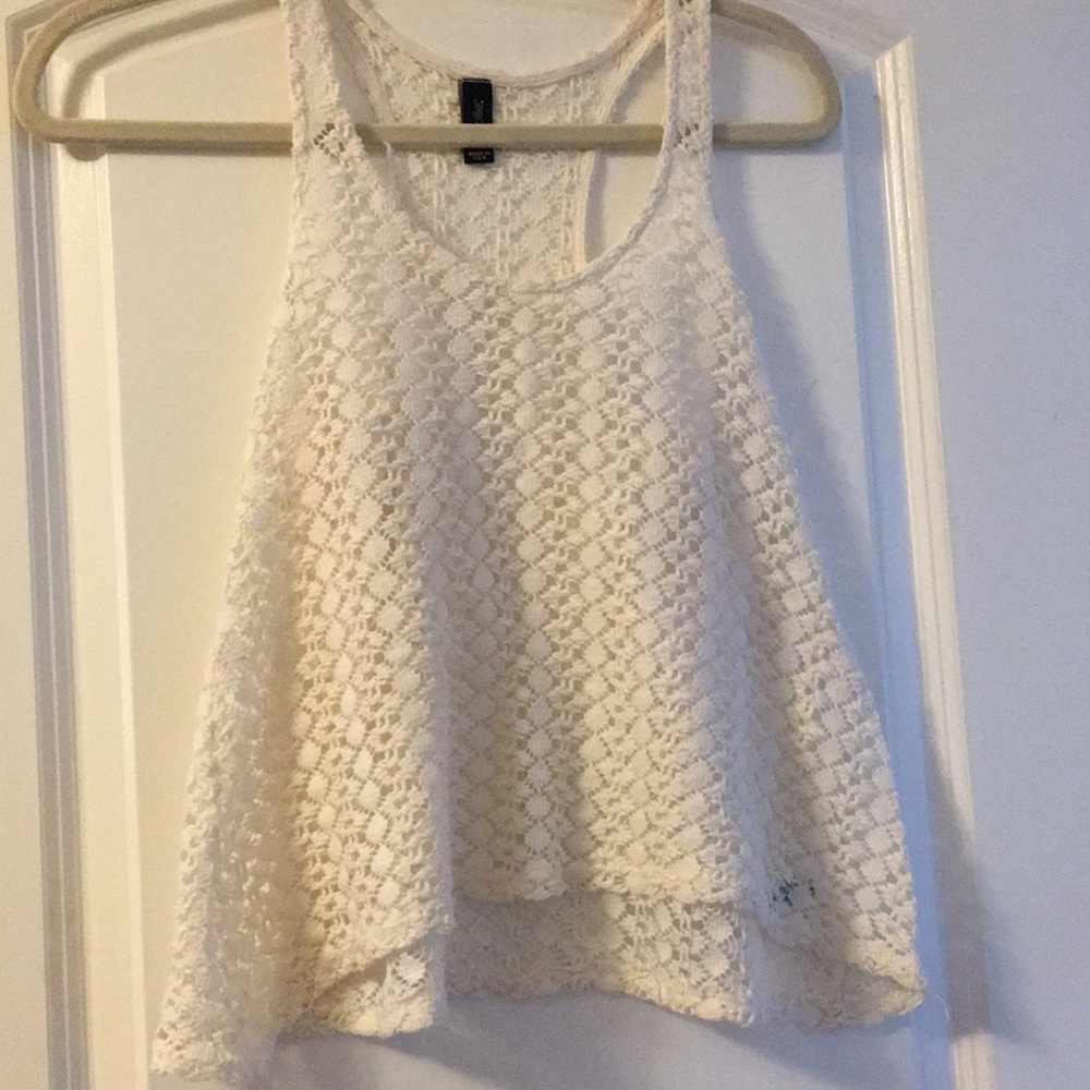Cream crocheted tank top size XS